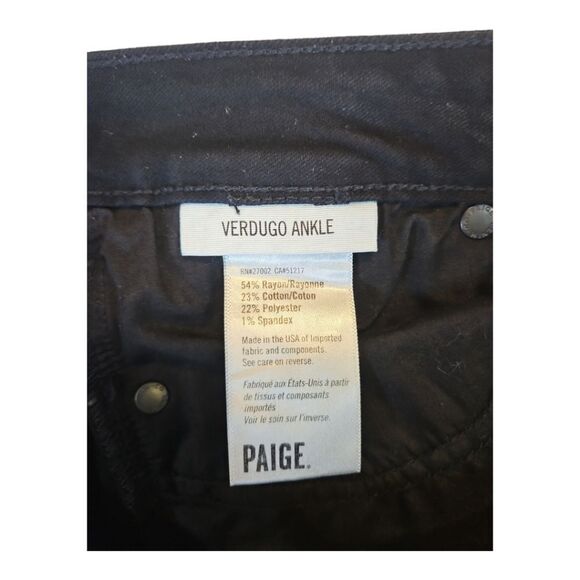 Paige Jeans Solid Black Verdugo Ankle Frayed Hem Size 29 - Picture 8 of 8
